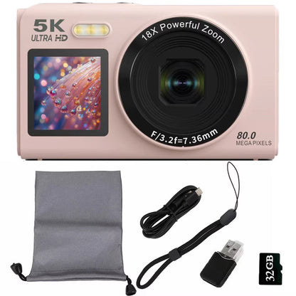 Dual-Screen Vlogging Camera with UHD Video Recording & Autofocus | 13MP Sensor & 18x Zoom | Wireless Connectivity for Content Creators &