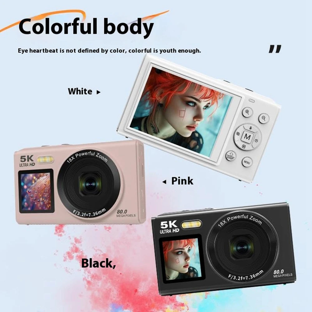 Dual-Screen Vlogging Camera with UHD Video Recording & Autofocus | 13MP Sensor & 18x Zoom | Wireless Connectivity for Content Creators &