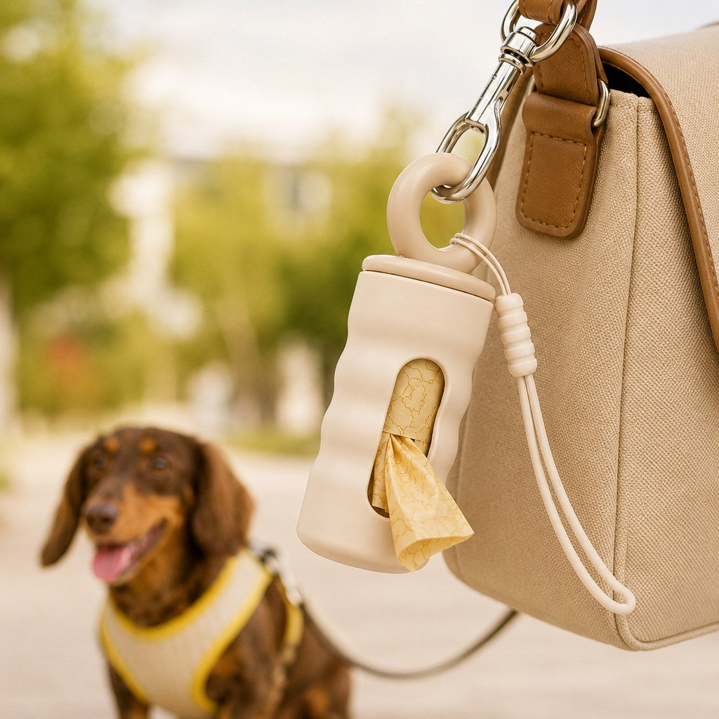 Ortekor Clip-On Dog Poop Bag Dispenser for Daily Walks - Compact Leash Waste Bag Holder That Keeps Bags Ready