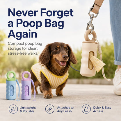 Ortekor Clip-On Dog Poop Bag Dispenser for Daily Walks - Compact Leash Waste Bag Holder That Keeps Bags Ready