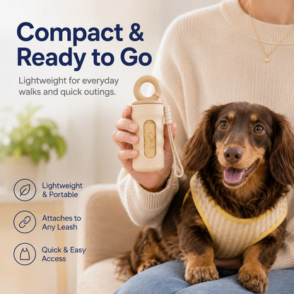 Ortekor Clip-On Dog Poop Bag Dispenser for Daily Walks - Compact Leash Waste Bag Holder That Keeps Bags Ready