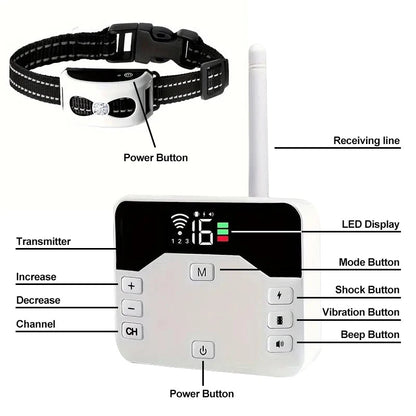 Wireless Dog Fence & Training Collar System with 300-Yard Range | Waterproof Rechargeable Pet Containment for Small Medium Large Dogs