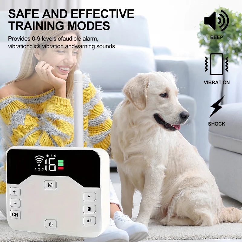 Wireless Dog Fence & Training Collar System with 300-Yard Range | Waterproof Rechargeable Pet Containment for Small Medium Large Dogs
