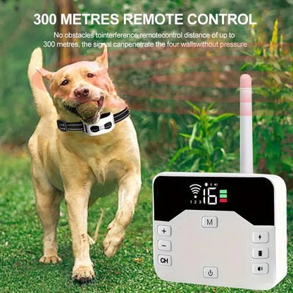 Wireless Dog Fence & Training Collar 2-in-1 System - Rechargeable Pet Containment with Adjustable Boundary up to 984 Feet - Waterproof