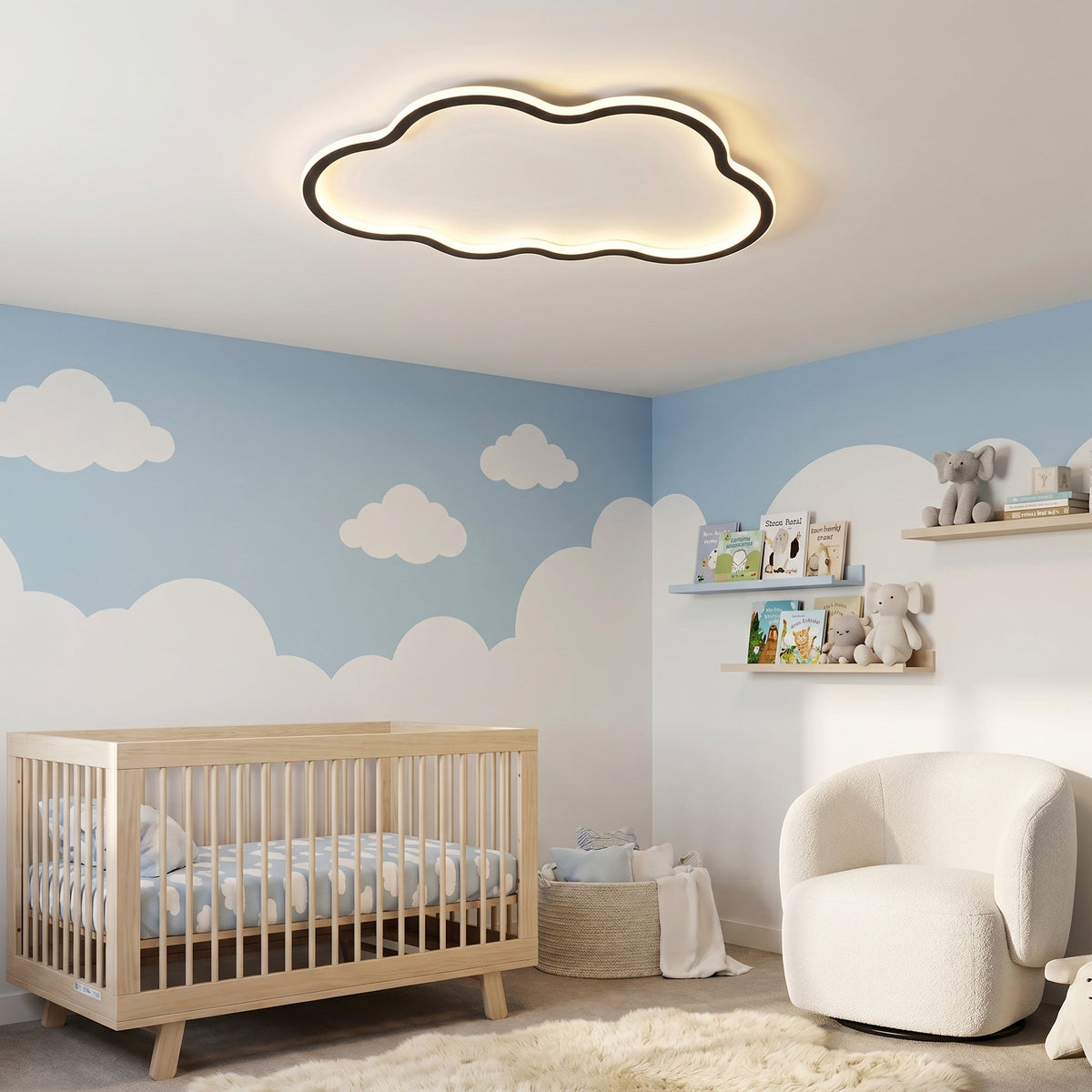 LED Cloud Ceiling Light Fixture – Minimalist Scandinavian Design, Adjustable Cord, Soft Ambient Glow for Bedroom Living Room Hallway