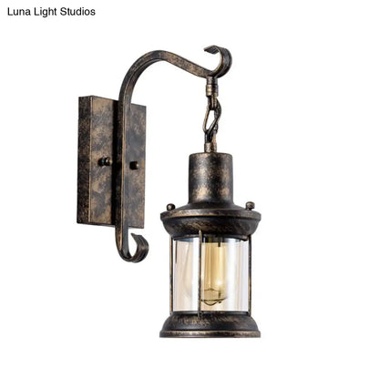 Industrial Metal Wall Sconce with Clear Glass Shade for Kitchen, Hallway & Bathroom – Bronze or Black Finish