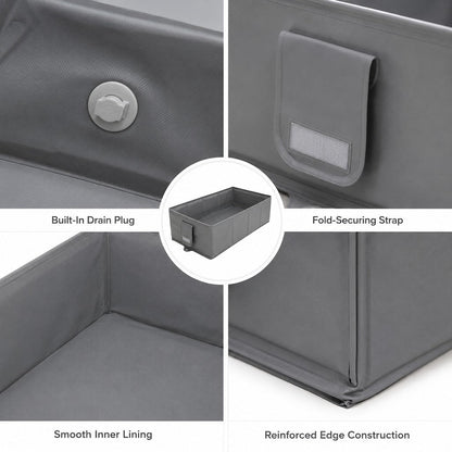 Ortekor Collapsible Pet Bathtub with Drain Plug for Cats & Small Dogs - Easy At-Home Baths, Folds Flat for Storage