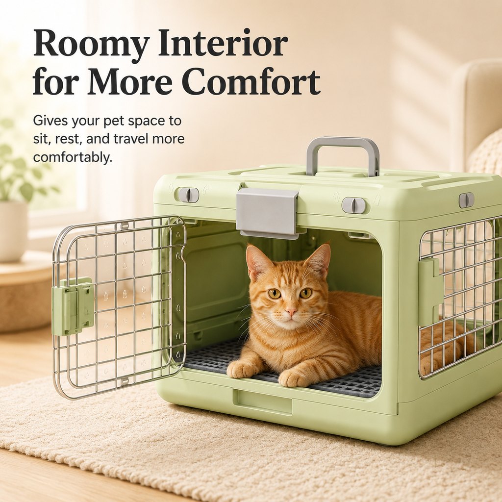 Ortekor Collapsible Pet Travel Carrier for Vet Visits & Road Trips - Fold-Flat Hard Crate That Saves Space