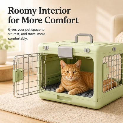 Ortekor Collapsible Pet Travel Carrier for Vet Visits & Road Trips - Fold-Flat Hard Crate That Saves Space