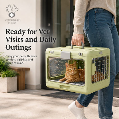Ortekor Collapsible Pet Travel Carrier for Vet Visits & Road Trips - Fold-Flat Hard Crate That Saves Space