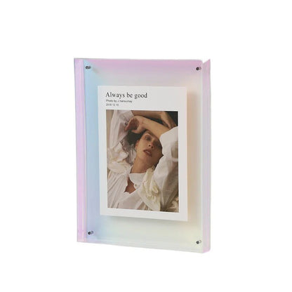 Clear Orange Acrylic Picture Frame 10×8 Inch Wall Mount Tabletop Display Stand for Photos Prints Art Modern Home Decor Living Room Office Be