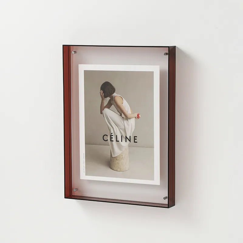 Clear Orange Acrylic Picture Frame 10×8 Inch Wall Mount Tabletop Display Stand for Photos Prints Art Modern Home Decor Living Room Office Be