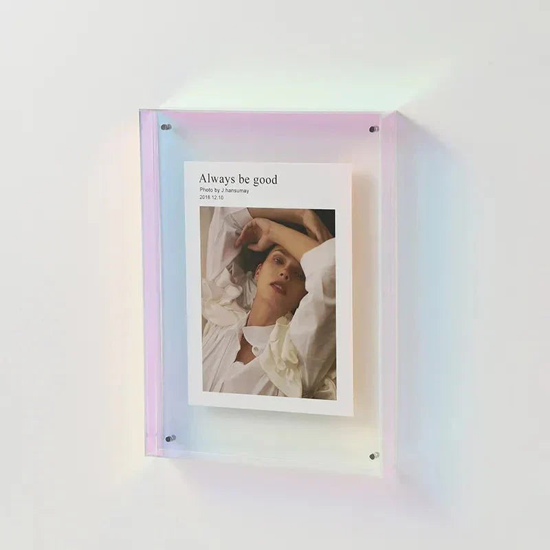 Clear Orange Acrylic Picture Frame 10×8 Inch Wall Mount Tabletop Display Stand for Photos Prints Art Modern Home Decor Living Room Office Be
