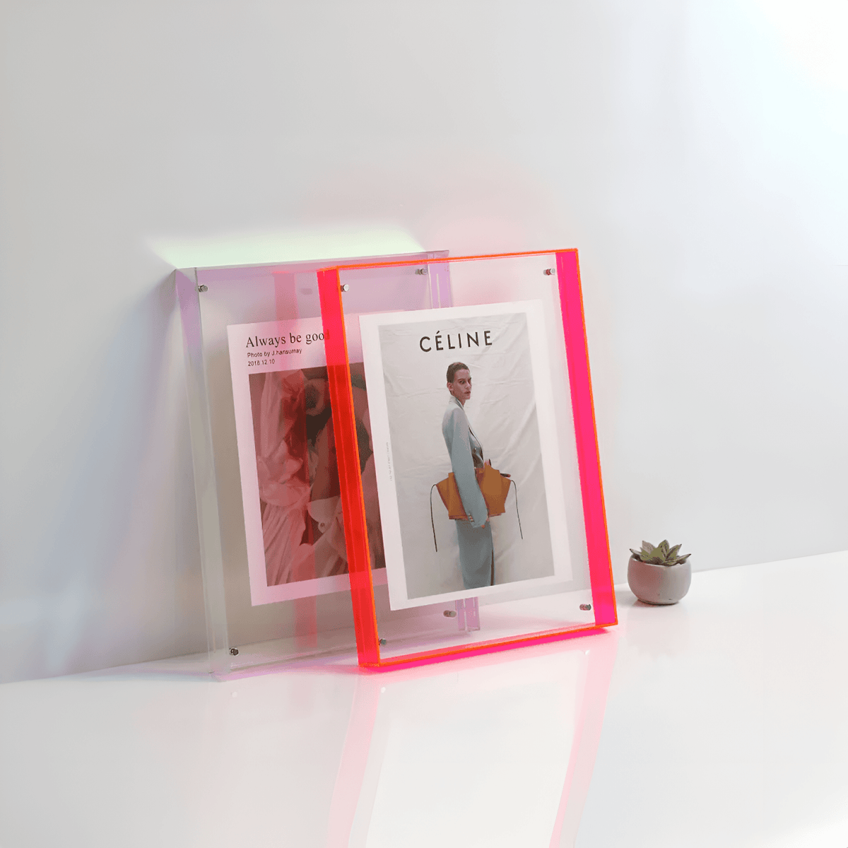 Clear Acrylic Picture Frame 10×14 inches Freestanding Wall Mount Display for Photos Prints Artwork Modern Minimalist Design for Bedroom Livi
