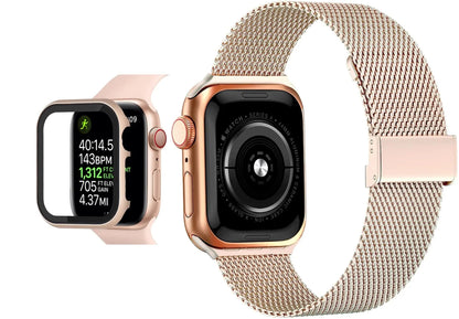 Reinforced Metal Armor Shell with Built-In Hardened Glass Display Shield for 40mm & 44mm Series 4/5/6, 38mm & 42mm Series 1/2/3