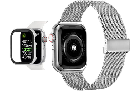 Reinforced Metal Armor Shell with Built-In Hardened Glass Display Shield for 40mm & 44mm Series 4/5/6, 38mm & 42mm Series 1/2/3