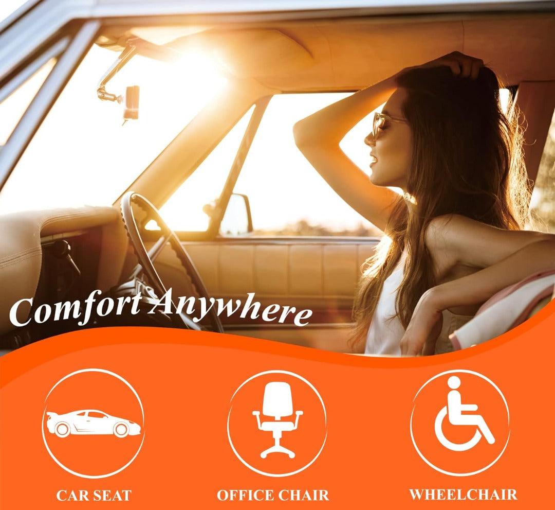 Gel-Infused Memory Foam Seat Cushion for Car Driver Support Relief Black Gray