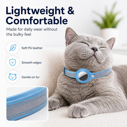 Ortekor AirTag-Compatible Reflective Pet Tracking Collar for Cats & Small Dogs - Secure Holder for Outdoor Adventures & Night Visibility