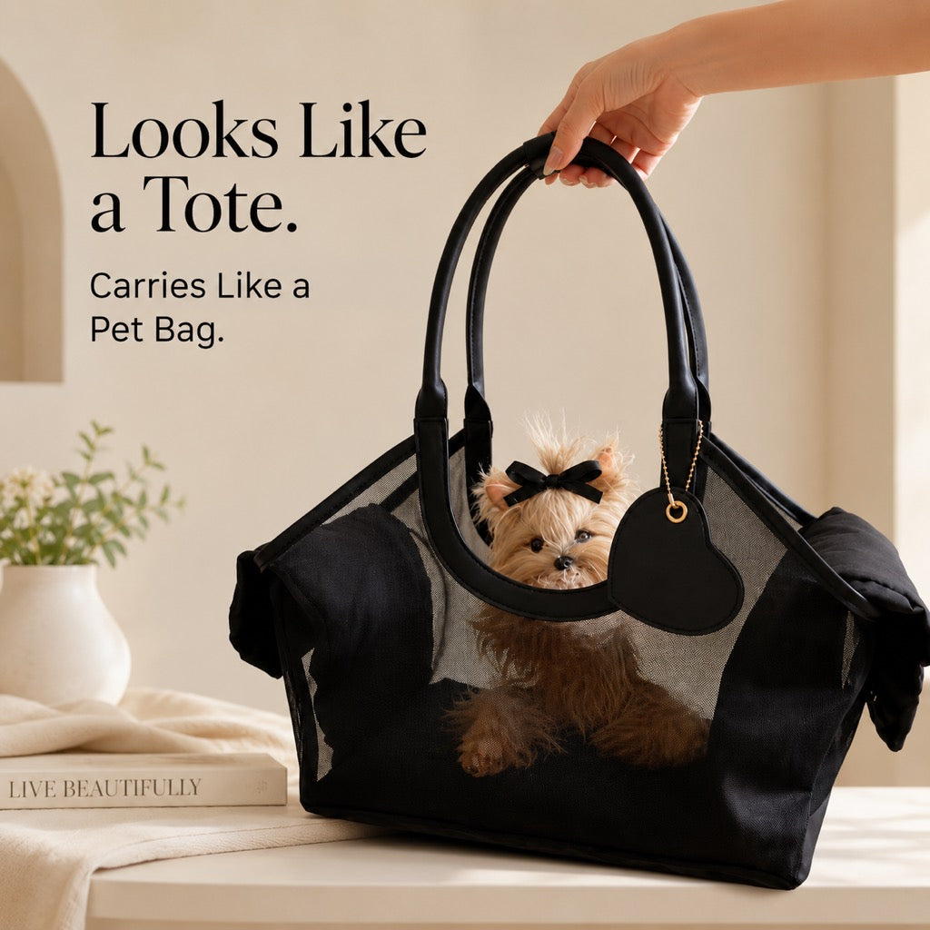 Ortekor Chic Mesh Pet Carrier Tote for Cafe Runs & Vet Visits - Breathable Small Dog & Cat Travel Bag