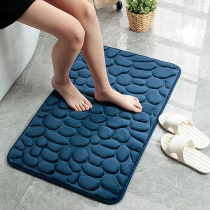 Cora Bath Mat - Cobblestone Embossed, Non-Slip Cotton
