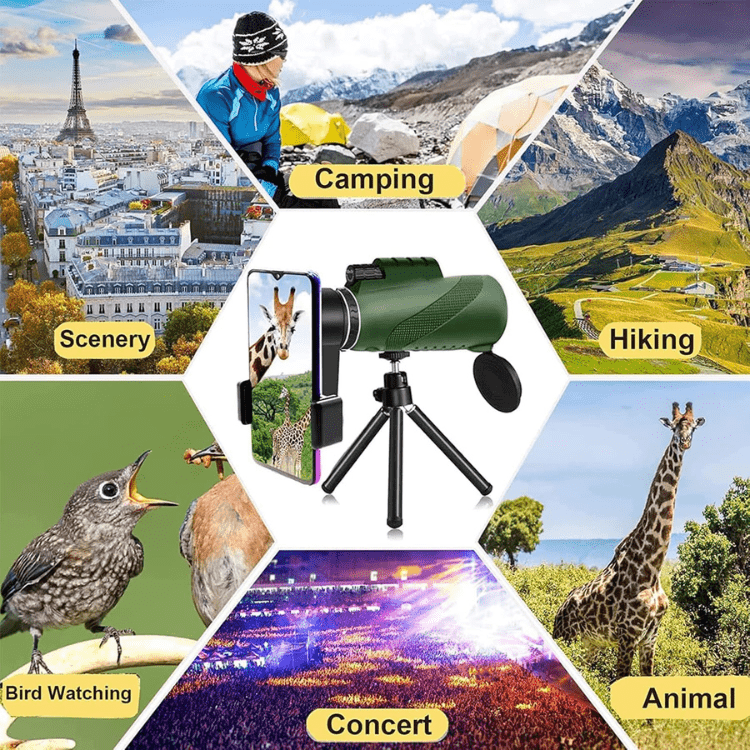Portable HD Telescope Monocular 600x Magnification for Wildlife Bird Watching Hiking Sports Concerts Travel Outdoor Adventure