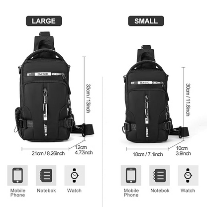 Lightweight Nylon Sling Bag Shoulder Pack for Hiking Travel Cycling Daily Outings Crossbody Chest Carry Organized Storage Multiple Pockets