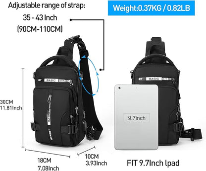 Lightweight Nylon Sling Bag Shoulder Pack for Hiking Travel Cycling Daily Outings Crossbody Chest Carry Organized Storage Multiple Pockets