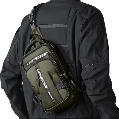 Lightweight Nylon Sling Bag Shoulder Pack for Hiking Travel Cycling Daily Outings Crossbody Chest Carry Organized Storage Multiple Pockets