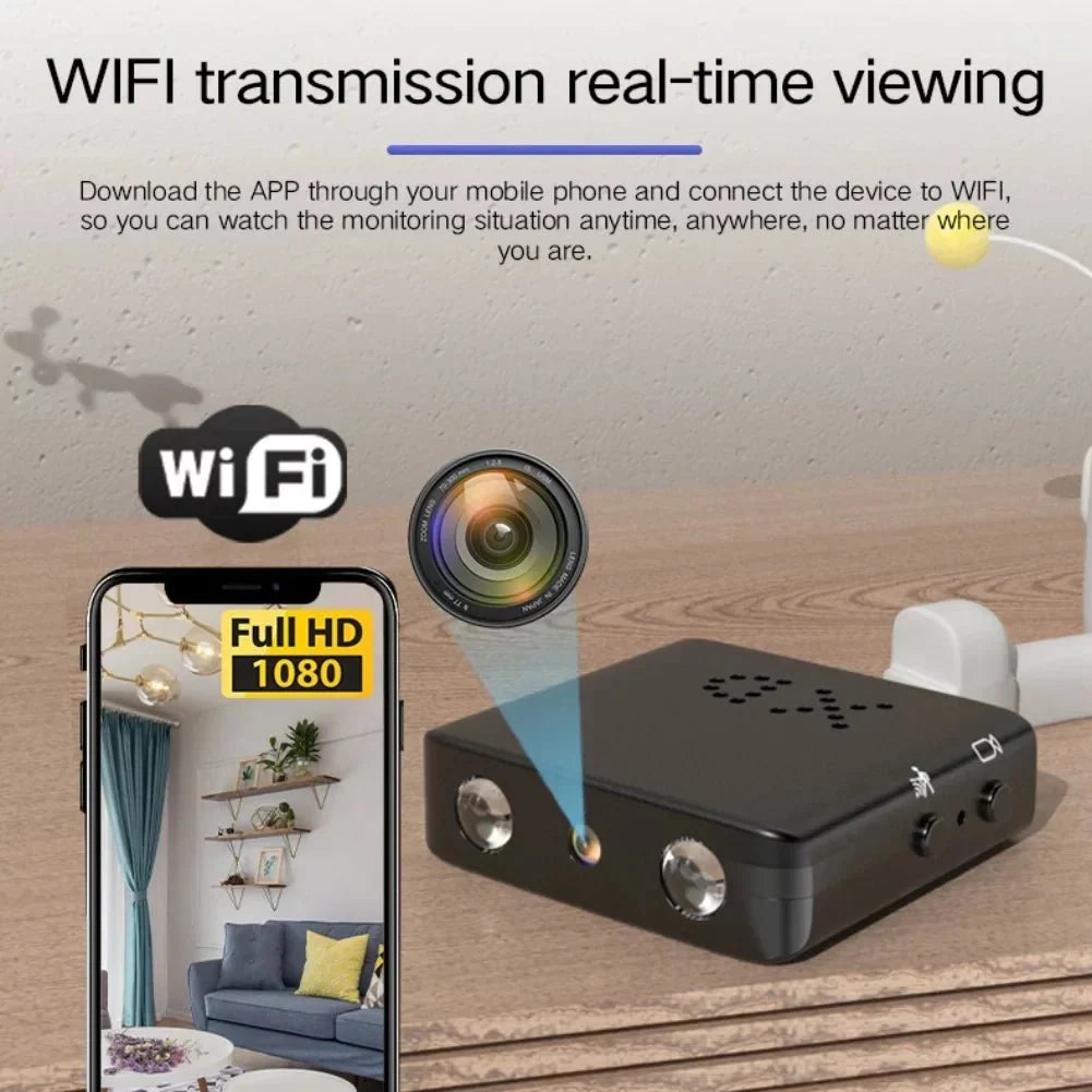Mini Security Camera WiFi 1080P HD Indoor Wireless Surveillance Cam Night Vision Audio Wide Angle Monitoring Home Office Nanny Pet Baby