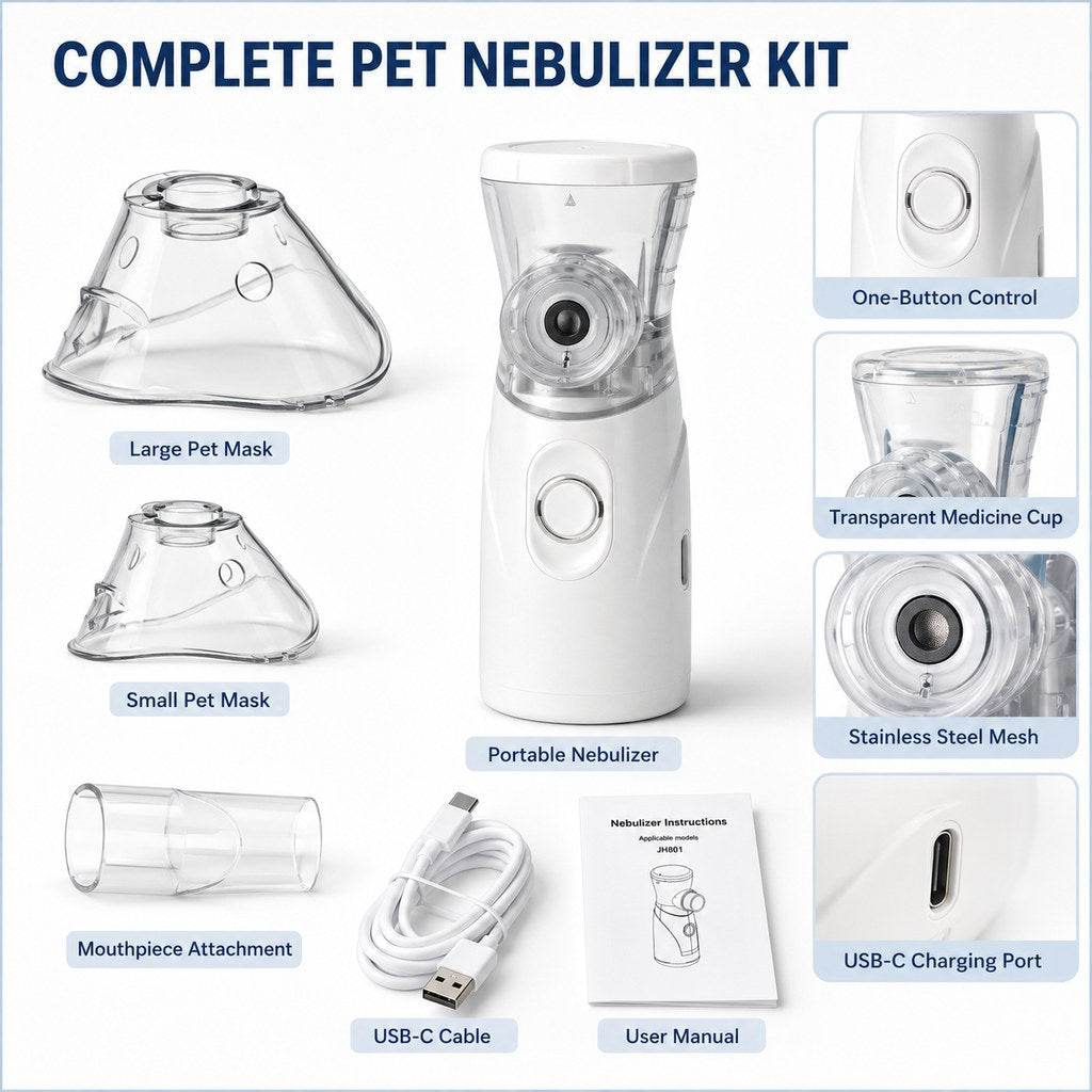 Ortekor Portable Pet Mist Care Kit for Dogs & Cats - Rechargeable Handheld Device with Two Masks