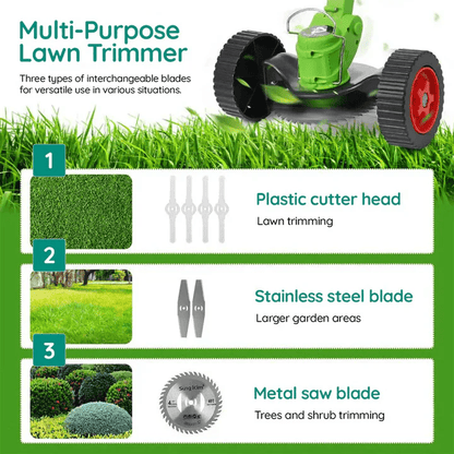 Electric Weed Eater, Electric Weed Wacker, Battery Powered Grass Cutter, Lightweight Battery Weed Trimmer with Blades