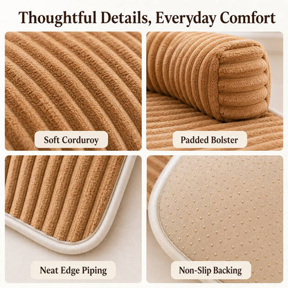 Ortekor 3-Sided Corduroy Pet Couch Cover for Dogs & Cats – Non-Slip Bolster Sofa Protector for Sofas & Chairs, Helps Keep Fur & Everyday Messes Off Furniture