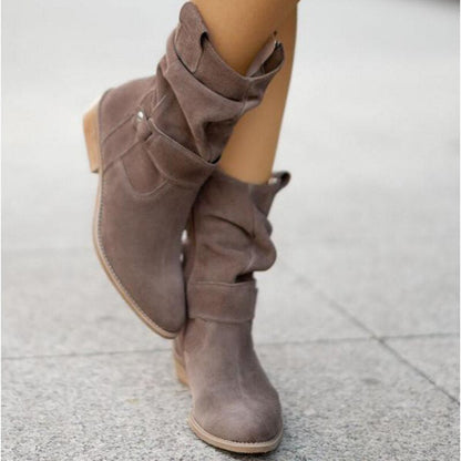 Women's Ankle Boots with Low Heel and Side Zipper – Warm Lining, Arch Support, Round Toe for Fall Winter Everyday Wear