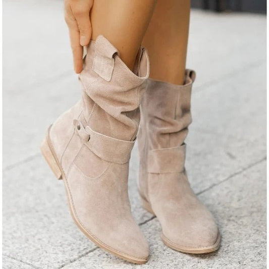 Women's Ankle Boots with Low Heel and Side Zipper – Warm Lining, Arch Support, Round Toe for Fall Winter Everyday Wear