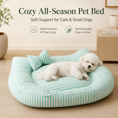 Ortekor All-Season Bolster Pet Bed with Pillow for Cats & Small Dogs - Soft Raised-Edge Support for Indoor Naps
