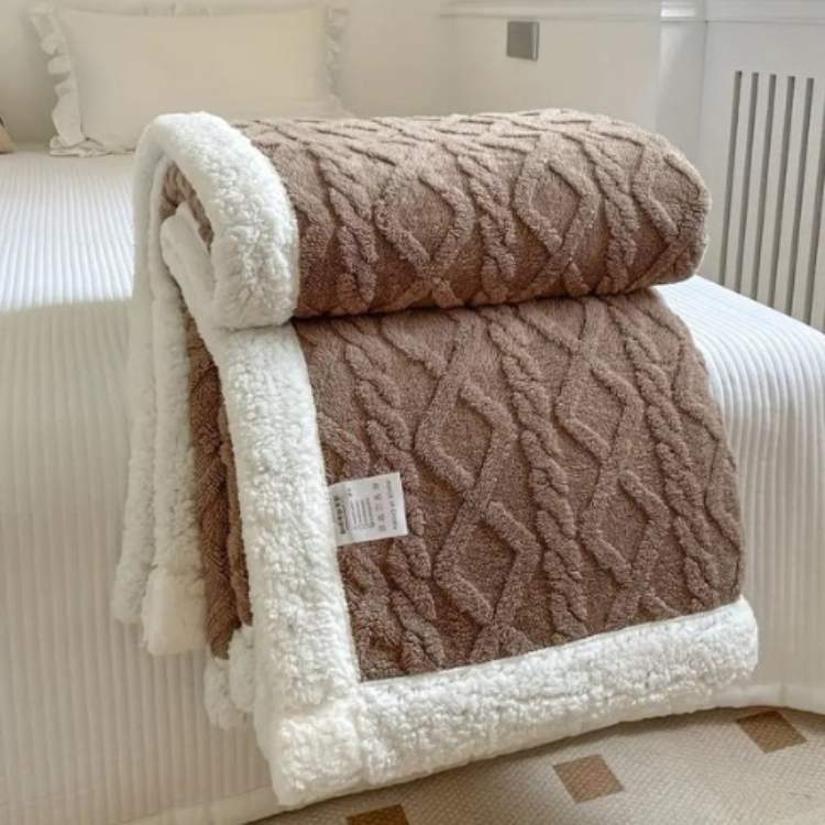 Plush Sherpa Gravity Blanket 59×79 inches Brown Couch Throw Calming Sleep Aid Relaxation Layer for Bedroom Living Room Sofa Reading Nook Snu