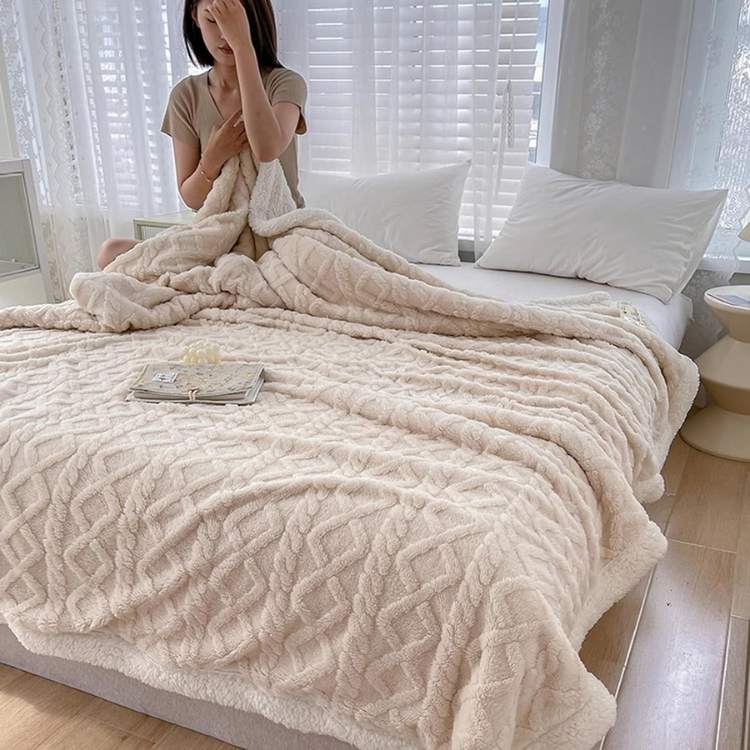 Plush Sherpa Gravity Blanket 59×79 inches Brown Couch Throw Calming Sleep Aid Relaxation Layer for Bedroom Living Room Sofa Reading Nook Snu