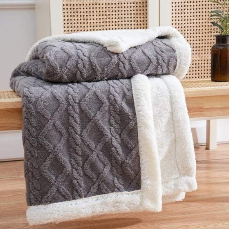 Plush Sherpa Gravity Blanket 59×79 inches Brown Couch Throw Calming Sleep Aid Relaxation Layer for Bedroom Living Room Sofa Reading Nook Snu