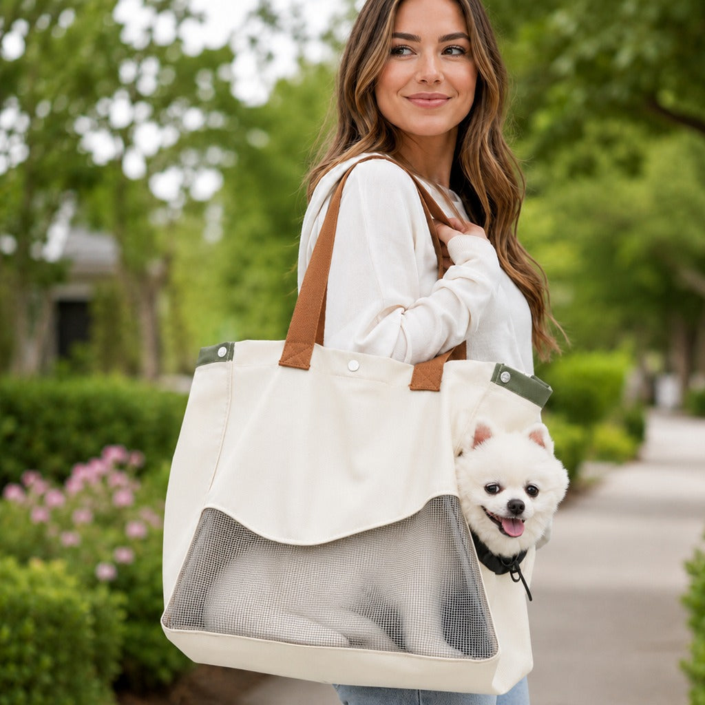 Ortekor Pet Carrier Tote Bag for Cats & Small Dogs - Breathable Shoulder Bag for Walks, Vet Visits & Errands