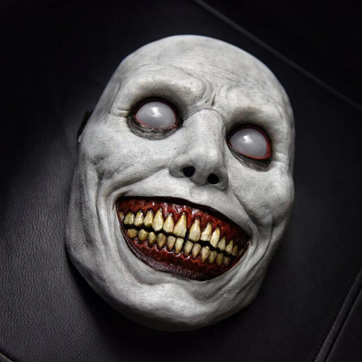 Sinister Grinning Demon Mask with White Eyes for Halloween Costume Party Cosplay Horror Theme Event Scary Face Cover Adult Unisex