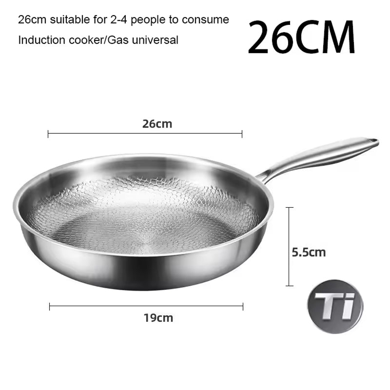 Titanium Skillet with Textured Surface for Gas Electric Induction Stovetops Oven Safe Metal Utensil Friendly Chemical Free Cookware