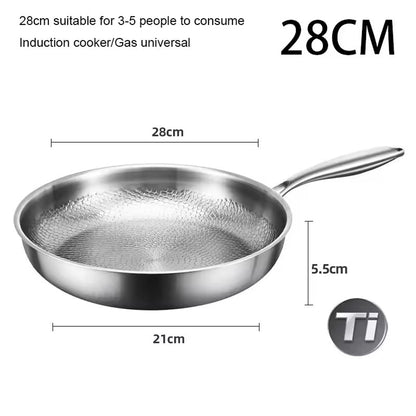 Titanium Skillet with Textured Surface for Gas Electric Induction Stovetops Oven Safe Metal Utensil Friendly Chemical Free Cookware