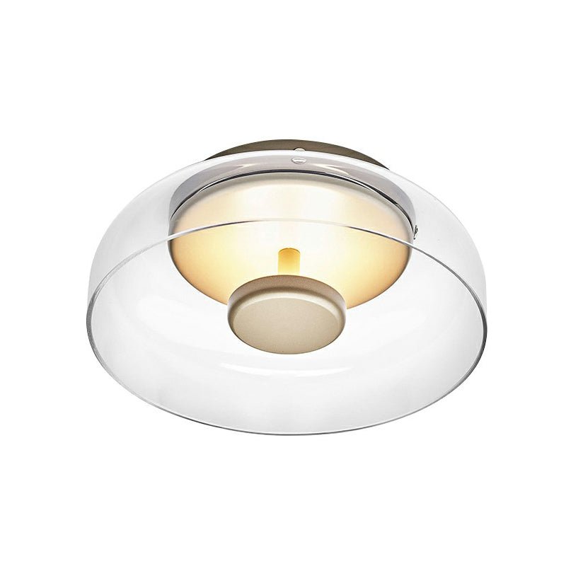 Glass Flush Mount LED Ceiling Light Fixture – Warm White Overhead Lighting for Entryway, Bedroom & Living Room – Modern Metal Frame