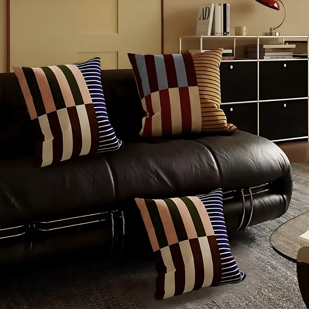 Mosaic Striped Cushion Cover - Colorful modern, Double-Sided Print