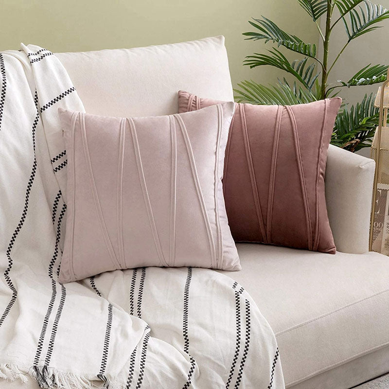 Velvet Throw Pillow Cover 18x18 Inch Square Pink Decorative Cushion Case for Couch Bedroom Living Room Chair Soft Zippered Polyester Sham 17