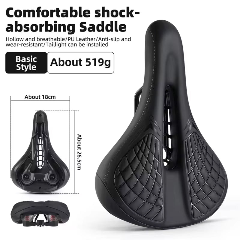 Mountain Bike Saddle with Ventilated Mesh, Spring Suspension & Taillight Mount for All-Terrain Cycling