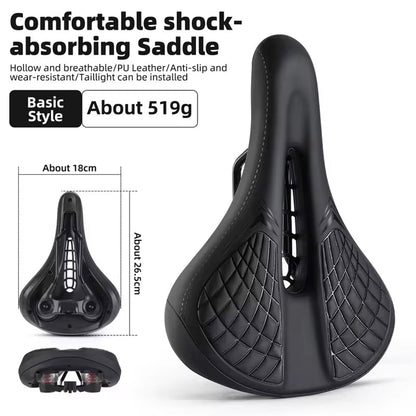 Mountain Bike Saddle with Ventilated Mesh, Spring Suspension & Taillight Mount for All-Terrain Cycling