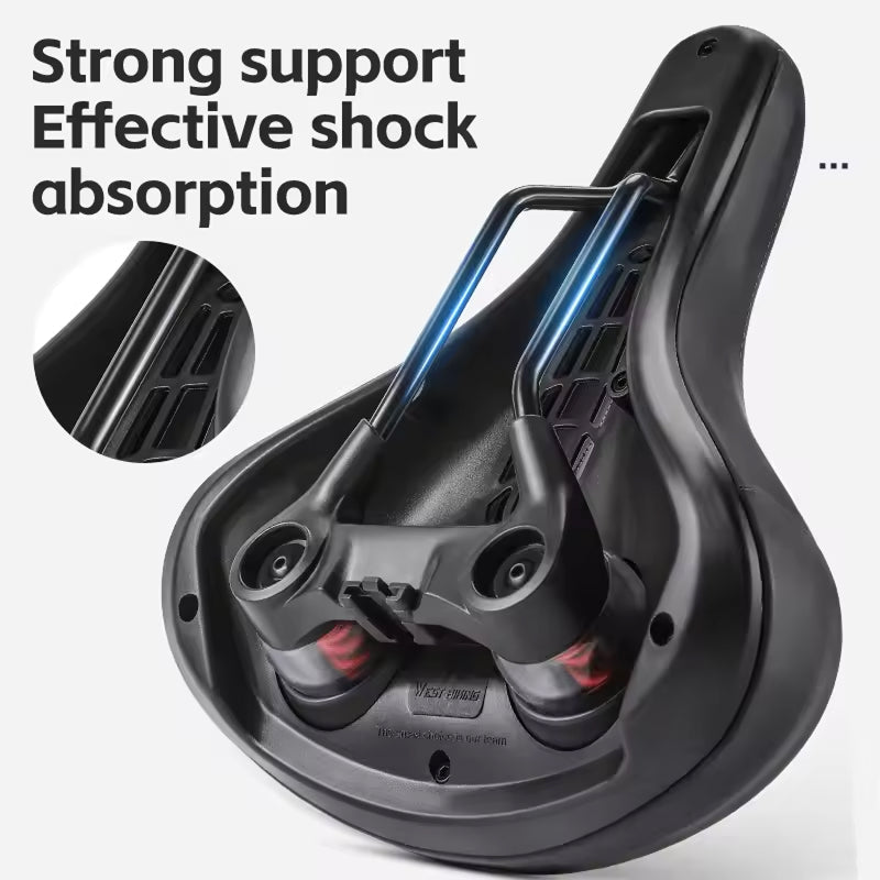 Mountain Bike Saddle with Ventilated Mesh, Spring Suspension & Taillight Mount for All-Terrain Cycling