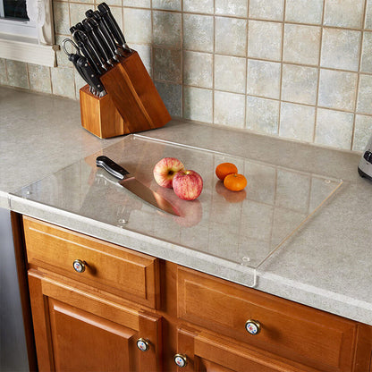 Clear Acrylic Kitchen Countertop Protector Board – Heat & Scratch Resistant Workspace Shield for Food Prep, Dishwasher Safe