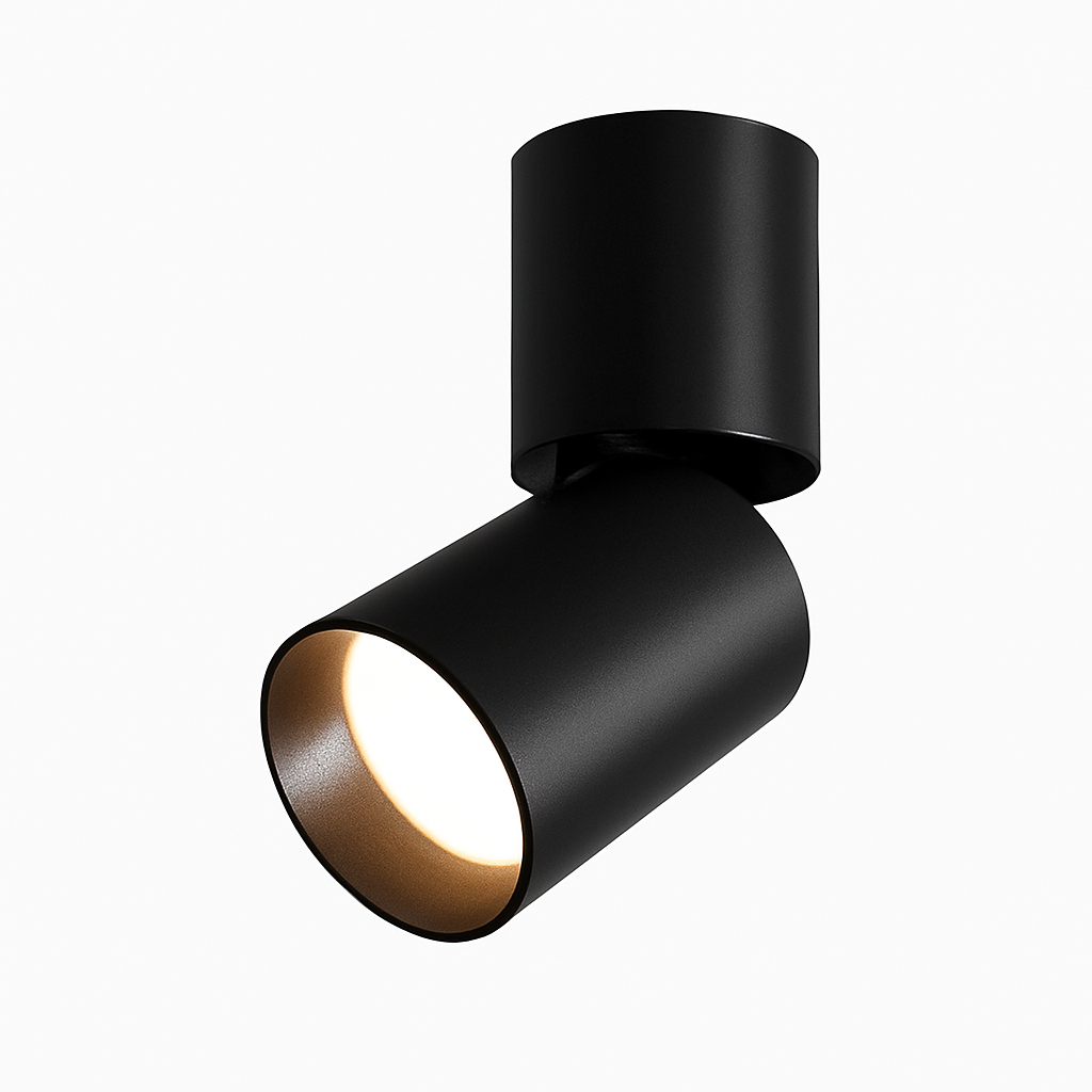 Adjustable Swivel Cylinder LED Spotlight Fixture - Rotating 360° Tiltable Accent Light for Walls & Ceilings - Brushed Aluminum Directional